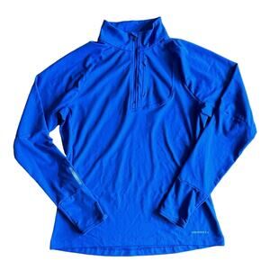 Merrell Trail Running 1/4 Zip Baha Blue Womens Large Long Sleeve Midlayer Soft